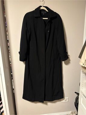 Vintage Gallery Black Hooded Trench Rain Coat 4